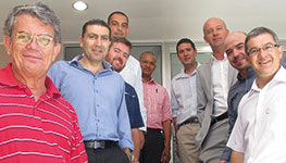 The judging panel (left to right): John Menasce (Hatch), Brian Abbott (SMC Pneumatics), Johan van Graan (SEW-Eurodrive), Riaan van Eck (SMC Pneumatics), Dr. Mark Gordon (Eskom), Eugene Tondolo (South African Fluid Power Association), Conrad Pilger (SEW –Eurodrive), Tobias Nittel (SEW-Eurodrive), Greg Perry (SEW-Eurodrive).